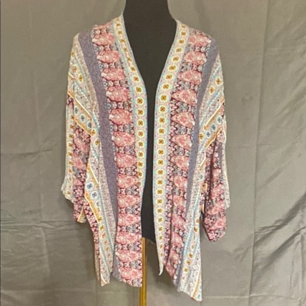 Knox Rose Pink and Lavender Floral Boho Tunic